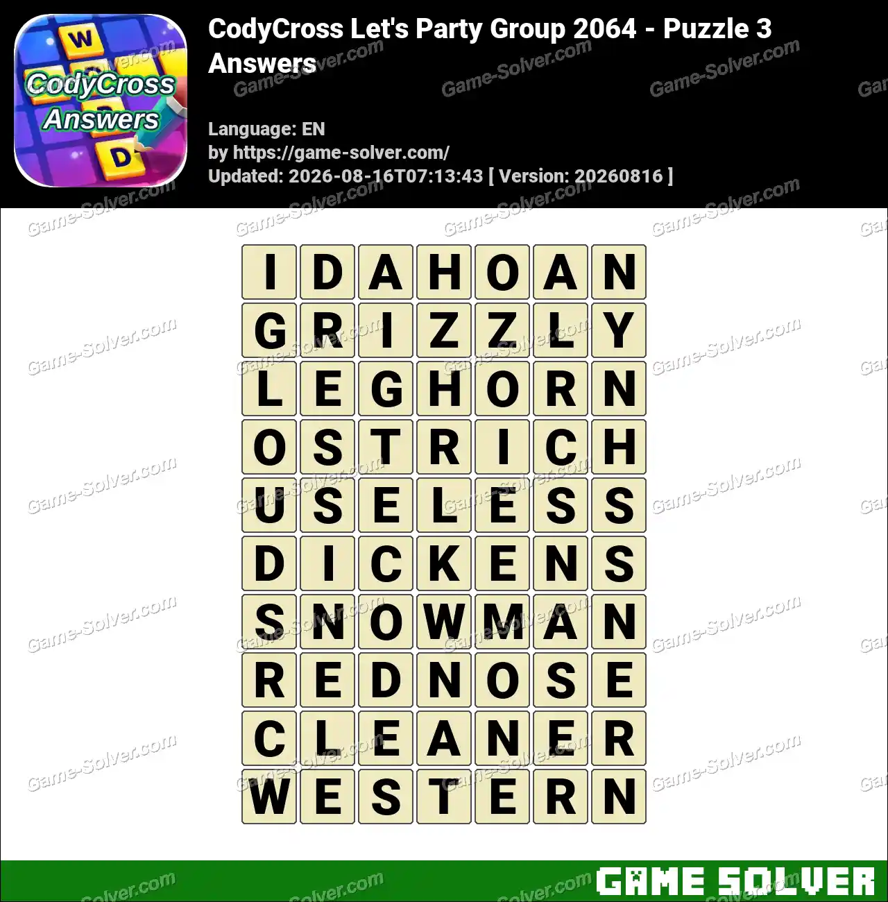 CodyCross Let’s Party Group 2064 – Puzzle 3 Answers